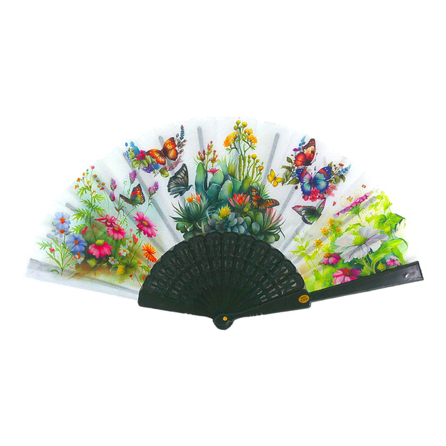 RAINBOW BUTTERFLY FOLDING HAND FAN 0378 (12PC)