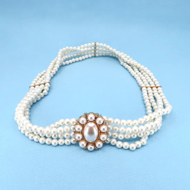 PEARL N RHINESTONE FLOWER BUCKLE BELT 0506-13 (12PC)