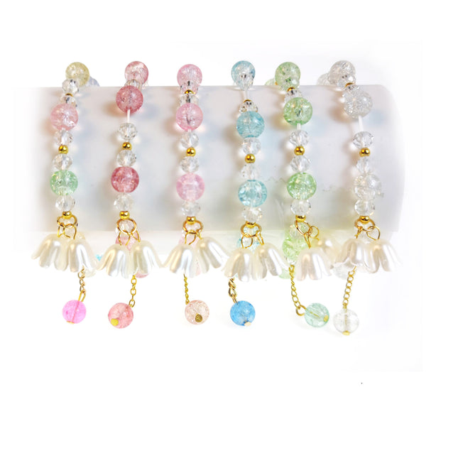 CRYSTAL FLOWER CHARM BRACELET BR1128-24 (12PC)