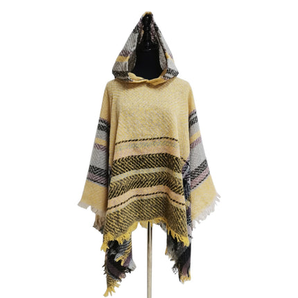 VINTAGE STYLED PLAID HOODIE PONCHO PO21023 (6PC)