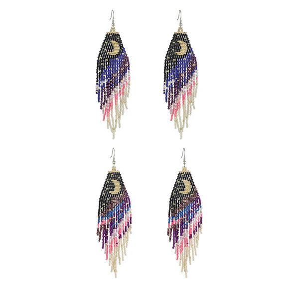 FRINGE MOON CRESCENT BEAD EARRING ER2829-23 (12PC)