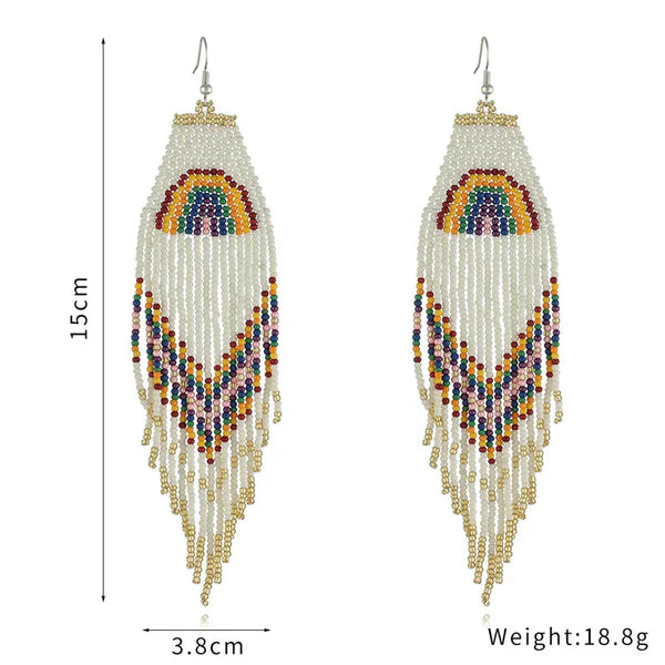 FRINGE RAINBOW BEAD EARRING ER2829-31 (12PC)