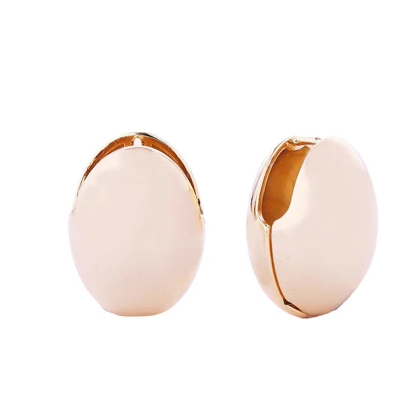 14K GOLD DIPPED OVAL DOME HUGGIE EARRING SJE310488 (12PAIR)