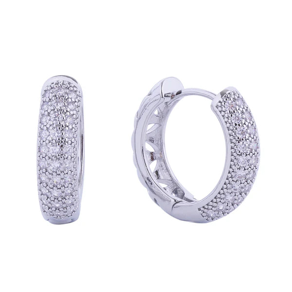 14K GOLD DIPPED CZ HUGGIE HOOP EARRING SJE310494 (12PAIR)