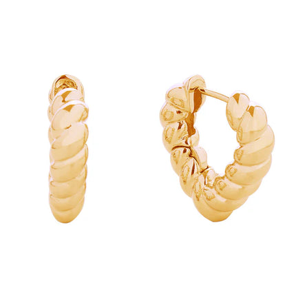 14K GOLD DIPPED TWISTED HEART HUGGIE EARRING 310618 (12PAIR)