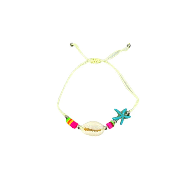 BEAD SHELL STARFISH ADJUSTABLE BRACELET BR3724-21 (12PC)