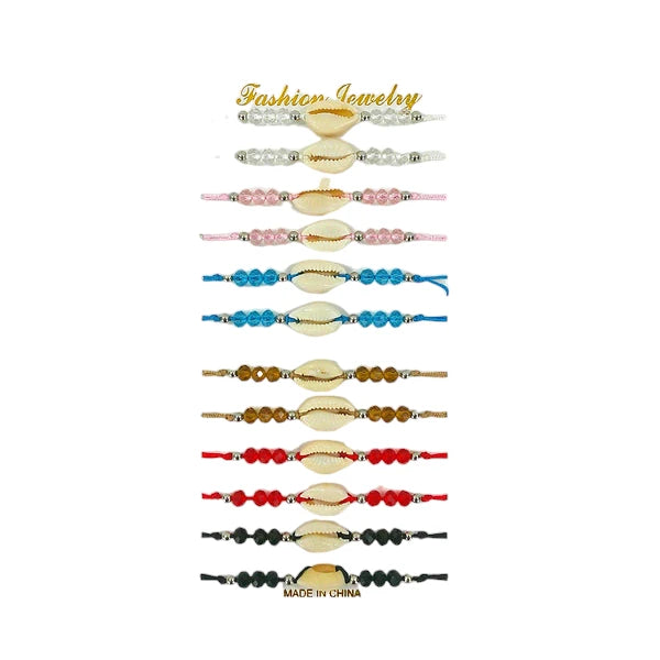 BEAD SHELL ADJUSTABLE BRACELET BR3724-24 (12PC)