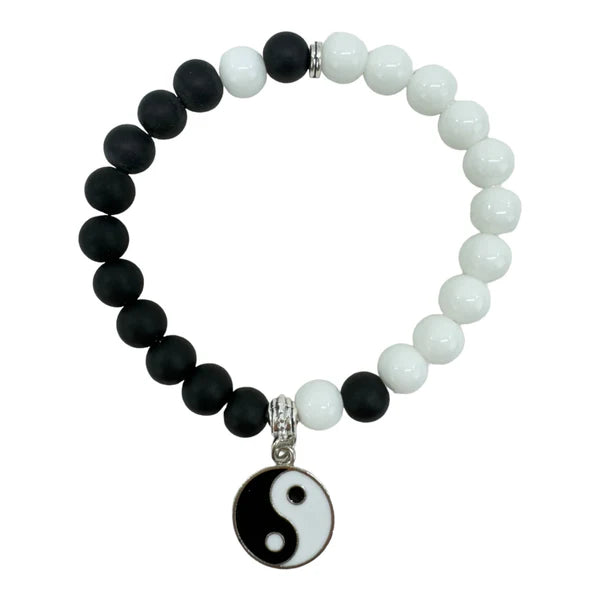 NATURAL STONE YIN YANG CHARM BRACELET BR4214-3 (12PC)