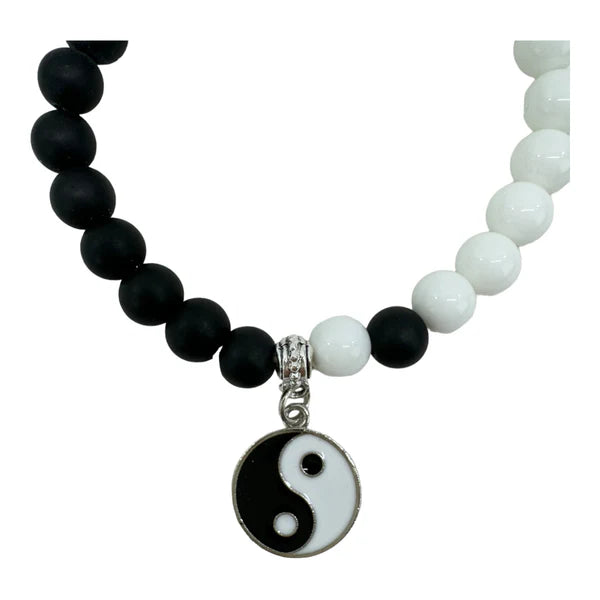 NATURAL STONE YIN YANG CHARM BRACELET BR4214-3 (12PC)