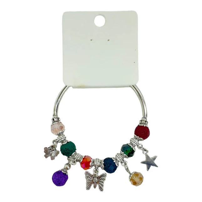 BUTTERFLY CHARM STRETCH BANGLE BRACELET BR4218-4 (12PC)