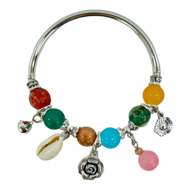 SHELL CHARM STRETCH BANGLE BRACELET BR4218-5 (12PC)