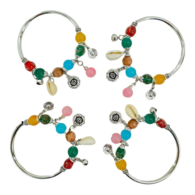 SHELL CHARM STRETCH BANGLE BRACELET BR4218-5 (12PC)