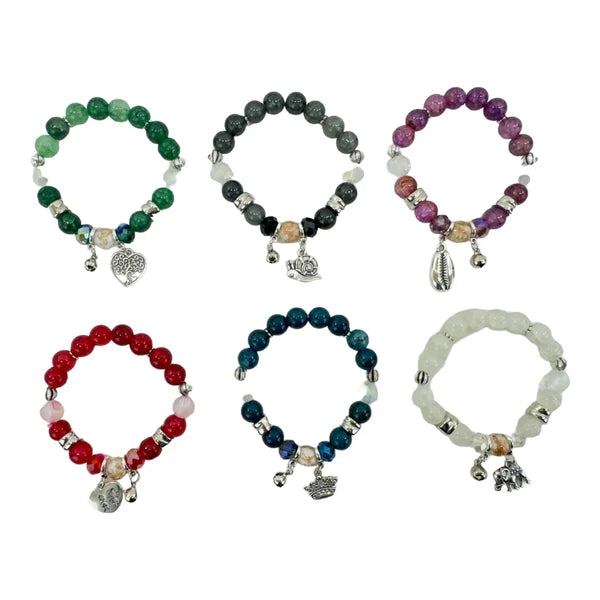 NATURAL STONE CHARM BRACELET BR4225-4 (12PC)