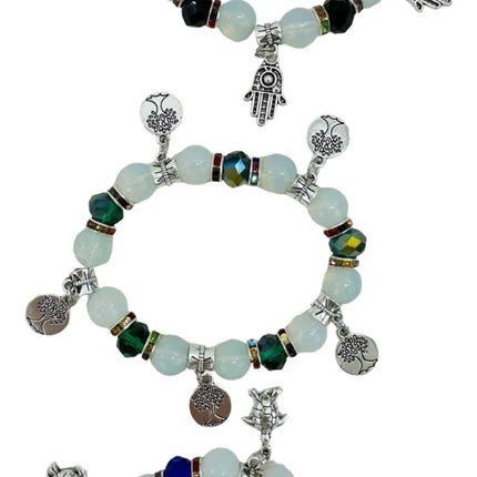 NATURAL STONE MULTI CHARM BRACELET BR4226-1 (12PC)