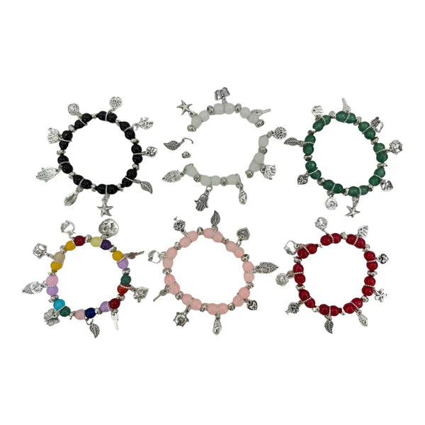 NATURAL STONE MULTI CHARM BRACELET BR4226-5 (12PC)