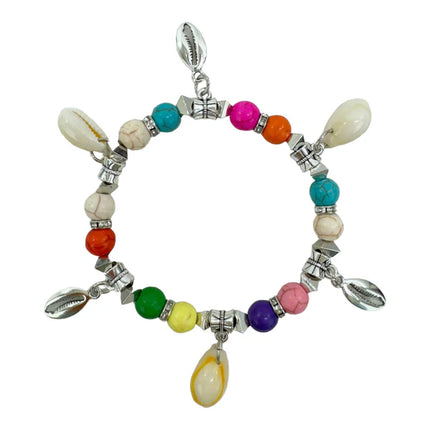 NATURAL STONE SHELL CHARM BRACELET BR4226-7 (12PC)