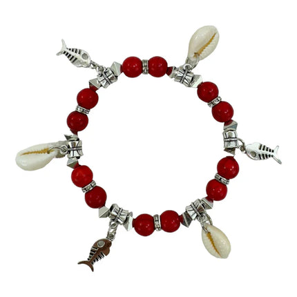 NATURAL STONE SHELL CHARM BRACELET BR4226-7 (12PC)