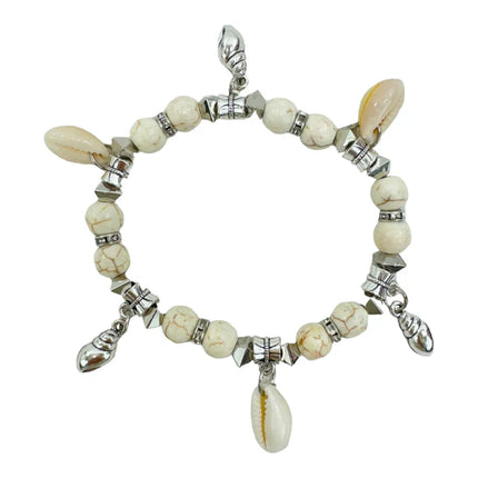 NATURAL STONE SHELL CHARM BRACELET BR4226-7 (12PC)