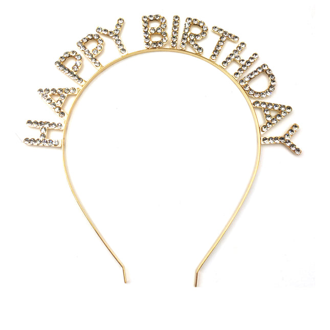 IRON ALLOY RHINESTONE HAPPY BIRTHDAY HEADBAND TI3117-2 (12PC)