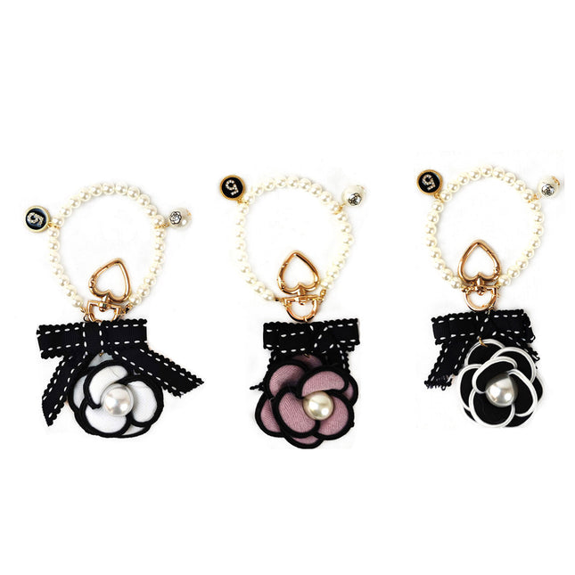 PEARL FLOWER CHARM KEY CHAIN KC31012-3 (12PC)