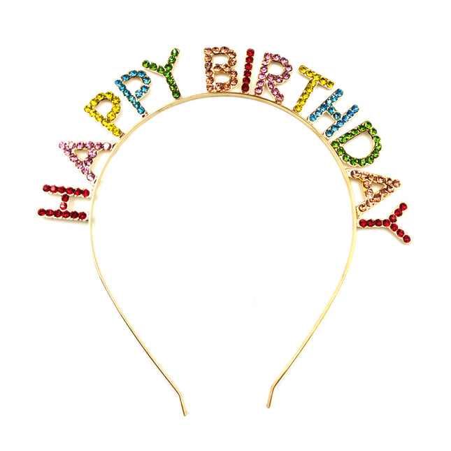 IRON ALLOY RHINESTONE HAPPY BIRTHDAY HEADBAND TI3117-2 (12PC)