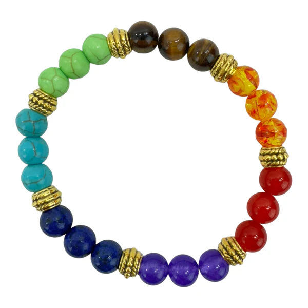 NATURAL STONE 7 CHAKRA HEALING BRACELET BR6569 (12PC)