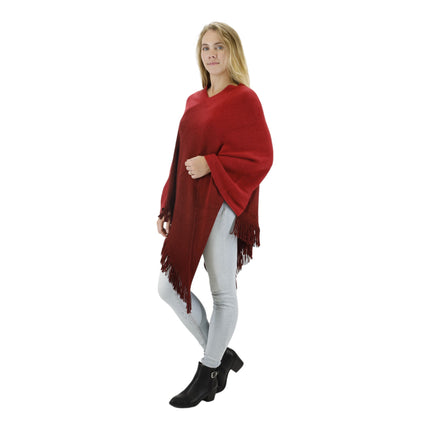 TWO TONE GRADIENT FRINGED PONCHO 316 (6PC)