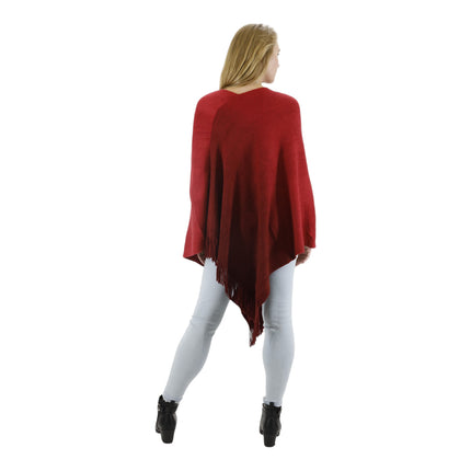 TWO TONE GRADIENT FRINGED PONCHO 316 (6PC)