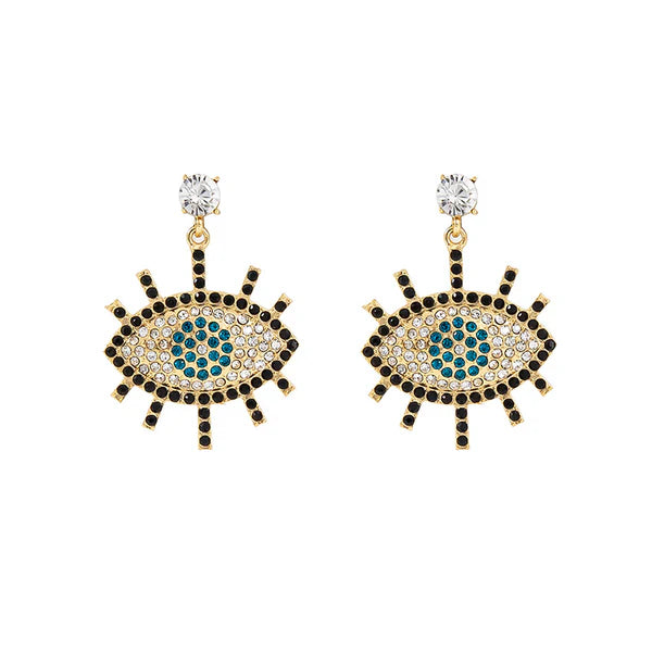 RHINESTONE EVIL EYE EARRING ER904-15(12PCS)