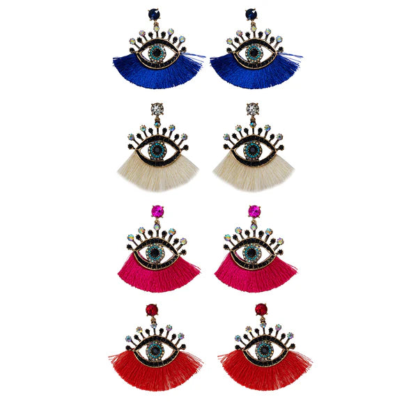 EVIL EYE TASSEL EARRING ER904-16 (12PCS)