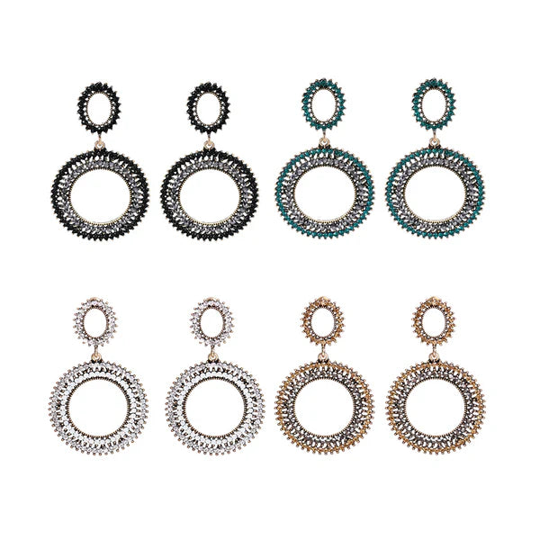 RHINESTONE CIRCLE DROP HOOP EARRING ER904-17