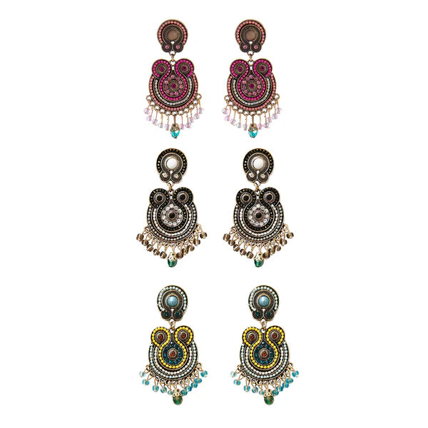 CIRCLE BEAD TASSEL EARRING ER904-2 (12PC)