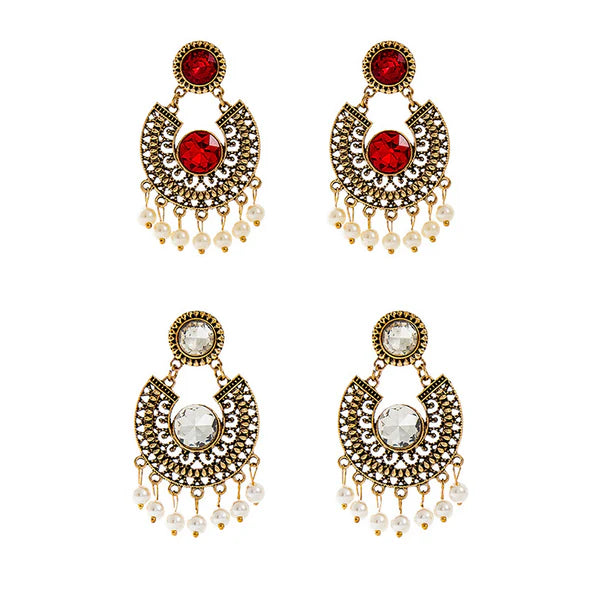 COLOR STONE CHANDELIER EARRING ER904-3(12PCS)