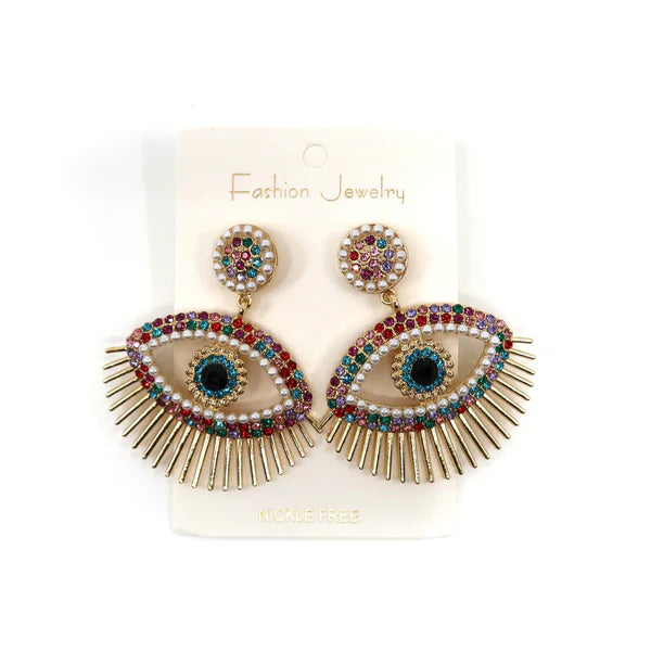 COLOR STONE EVIL EYE EARRING ER904-7(12PCS)