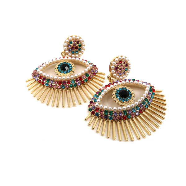 COLOR STONE EVIL EYE EARRING ER904-7(12PCS)