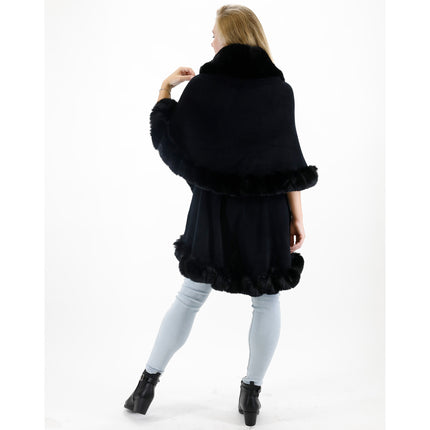 SOLID COLOR FUR DOUBLE LAYER PONCHO SH925 (6PC)