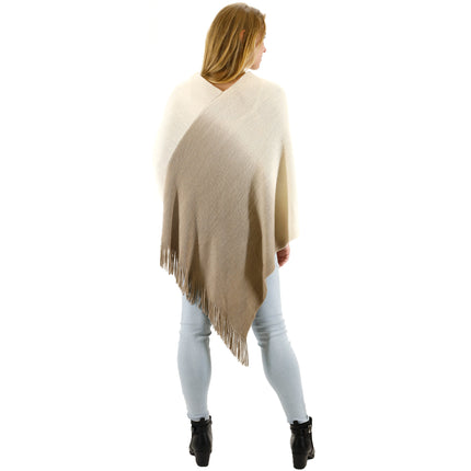 TWO TONE GRADIENT FRINGED PONCHO 316 (6PC)