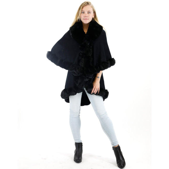 SOLID COLOR FUR DOUBLE LAYER PONCHO SH925 (6PC)