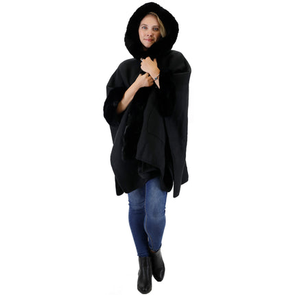 FUR POCKET HOODIE SHAWL P4028 (6PC)