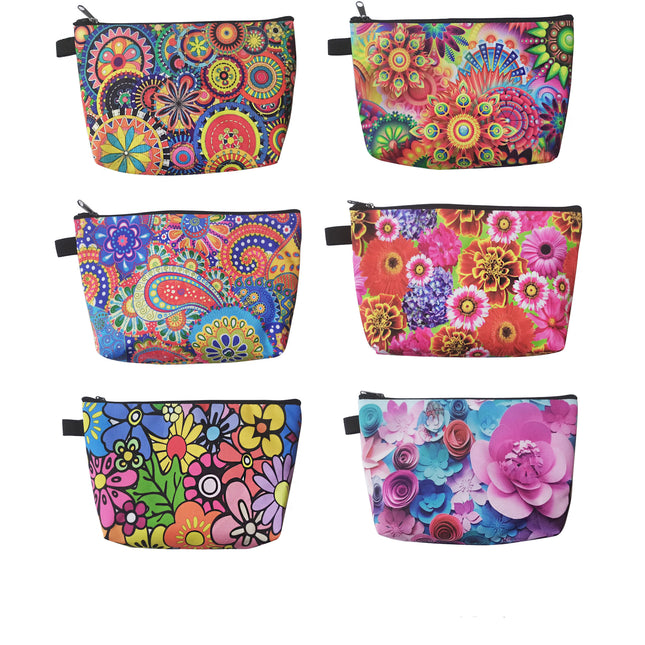 FLOWER GRAPHIC MAKEUP POUCH BG3111-61 (12PC)