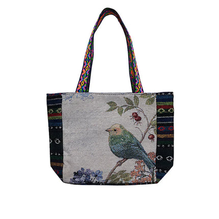 ELEPHANT BIRD FLOWER EMBROIDERY TOTE SHOULDER BAG BG4107-16 (12PC)