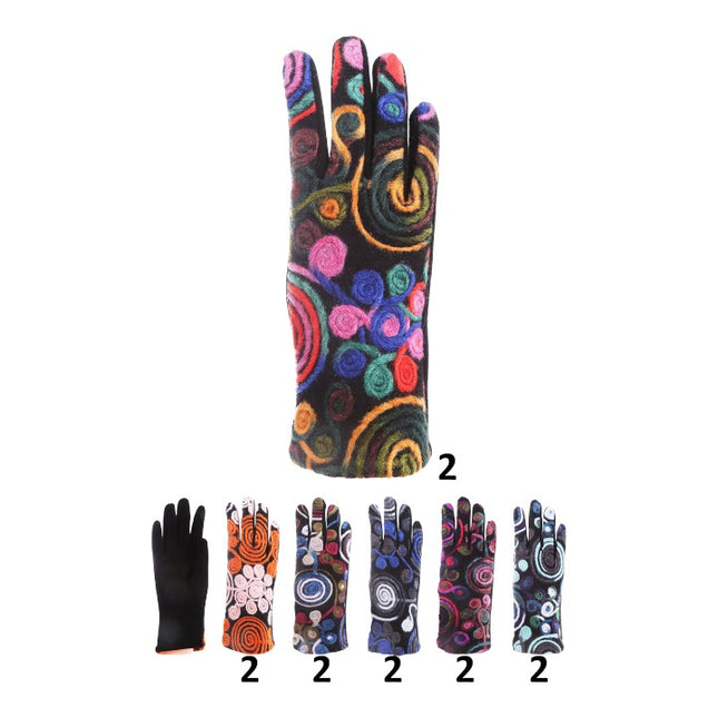 WOMEN'S PATTERN TOUCH SCREEN GLOVES GL170 (12PAIR)