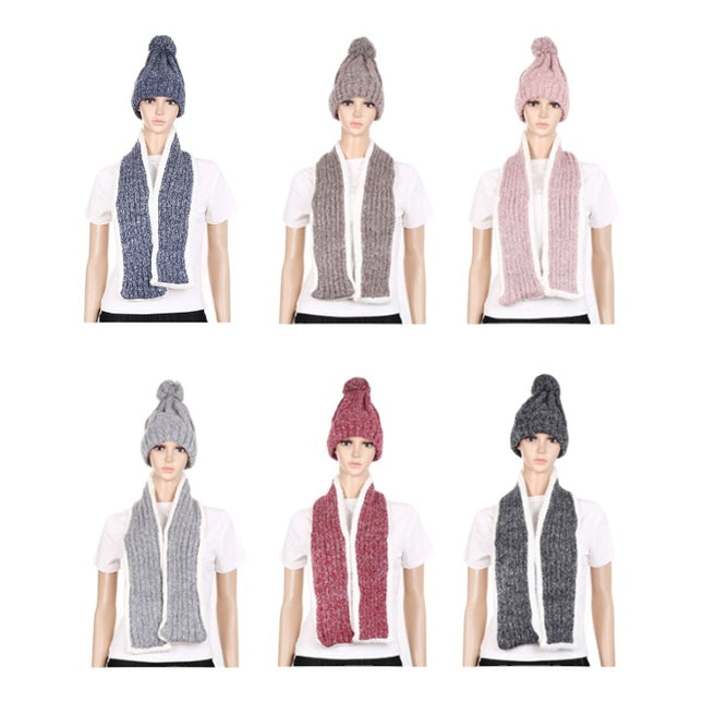 POM POM BEANIE AND SCARF SET H233 (12SET)