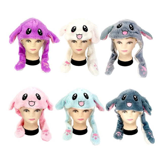 CUTE CARTOON FACE MOVING EAR BEANIE H1215-2D (12PC)