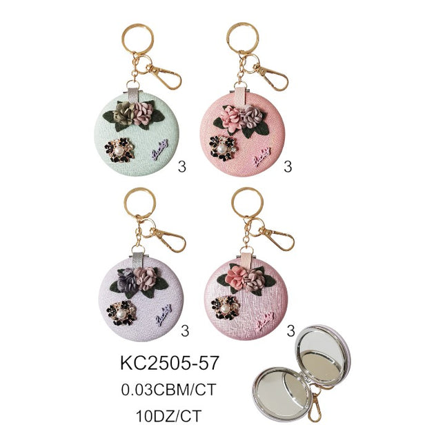 FLOWER DECOR MIRROR KEY CHAIN KC2505-57 (12PC)