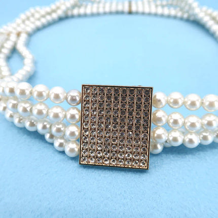 PEARL N RHINESTONE SQUARE BUCKLE BELT 0506-10 (12PC)