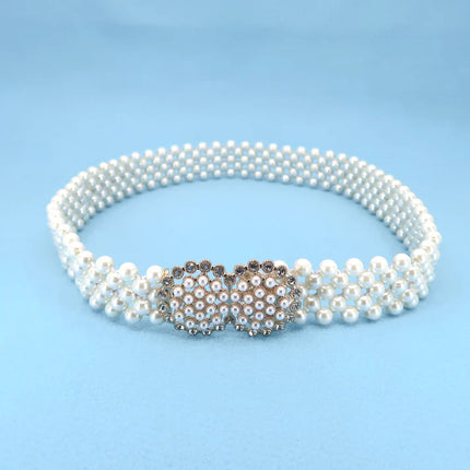 PEARL N RHINESTONE FLOWER BUCKLE BELT 0506-8 (12PC)