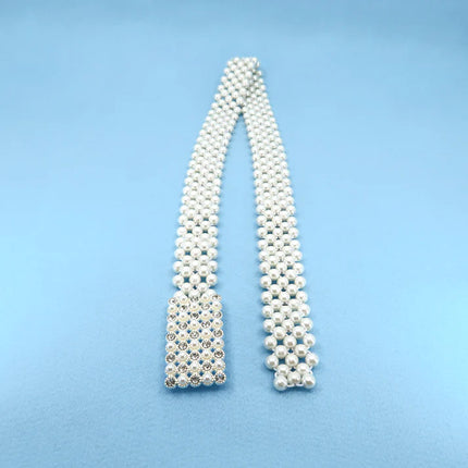 PEARL N RHINESTONE RECTANGLE BUCKLE BELT 0506-9 (12PC)