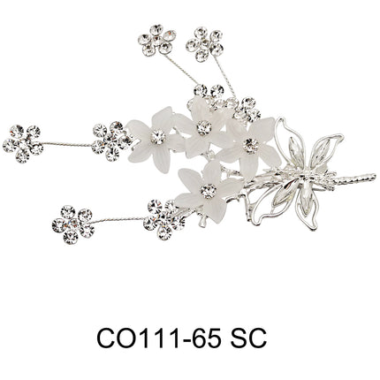 CRYSTAL FLOWER DECOR TIARA HAIR COMB CO111-65 (1PC)