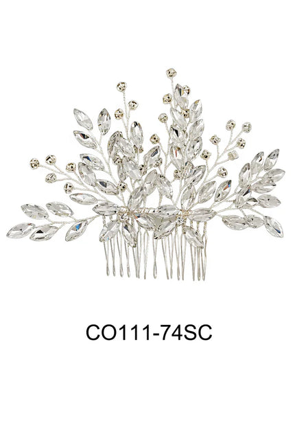 CRYSTAL LEAF DECOR TIARA HAIR COMB CO111-74 (1PC)